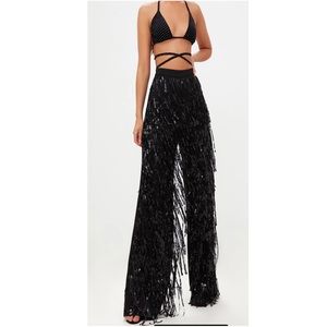 Pretty Little Things Sequin Tassel Wide Leg Pants